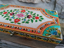 Hand Painted Floral Mango Wood Lidded Box