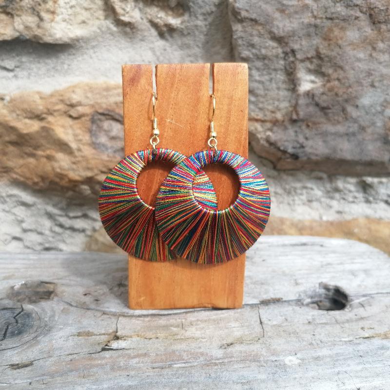 Multi Coloured Threaded Earrings