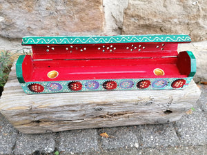 Hand Painted Turquoise Incense Holder Box