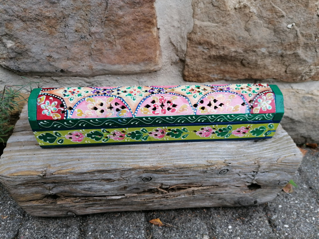 Hand Painted Orange Incense Holder Box