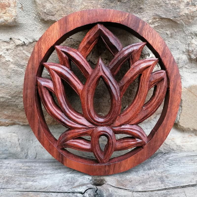 Lotus Flower Wooden Carving