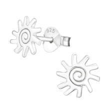 Spiral Sunburst Sterling Silver Stud Earrings