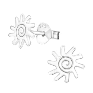 Spiral Sunburst Sterling Silver Stud Earrings