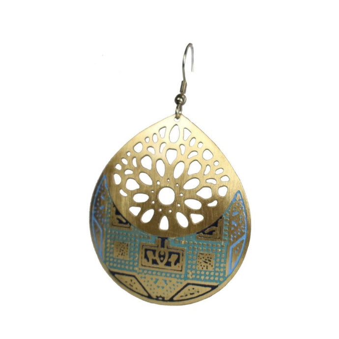 Brass Cut Out Teardrop Earrings