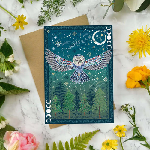 Owl In The Forest Greetings Card