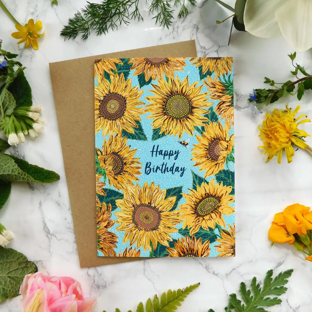 Birthday Sunflowers Greetings Card