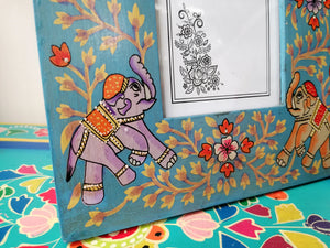 Hand Painted Wooden Photo Frame, Elephant Indian Design