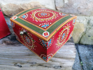 Set of 2 Lidded Hand Painted Boxes