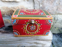 Set of 2 Lidded Hand Painted Boxes