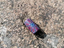 Burgundy, Blue & White Tile Cane Polymer Clay Dread Bead – 8mm Hole