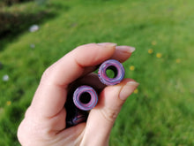 Burgundy, Blue & White Tile Cane Polymer Clay Dread Bead – 8mm Hole