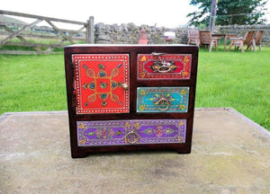 Fair Trade Hand Painted Chest, Made in India, Available at wildflowertrading.com