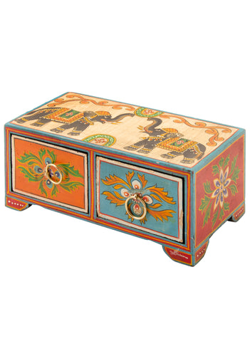 Hand Painted Elephant Two Drawer Chest