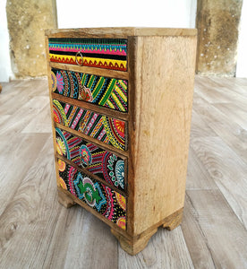 Hand Painted African Style 5 Drawer Chest of Drawers