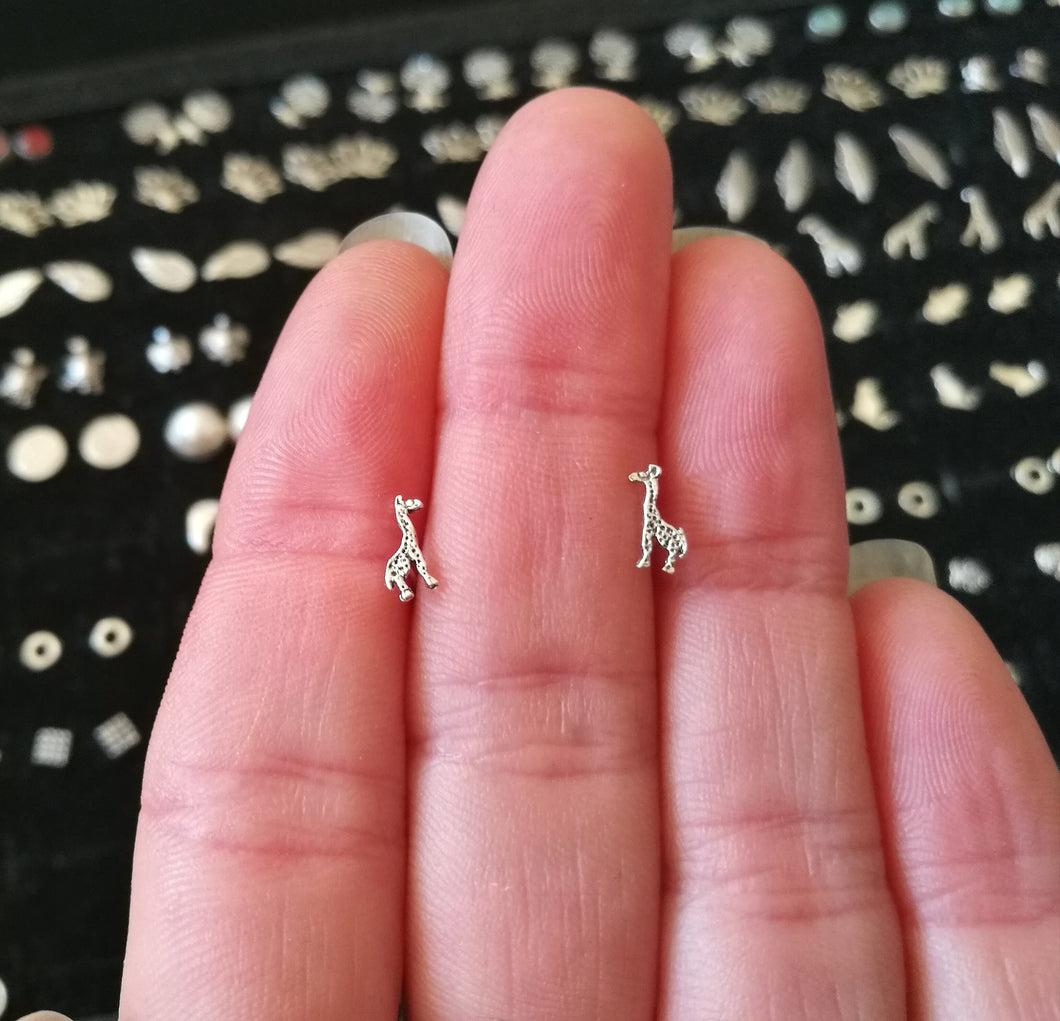 Tiny Giraffe Sterling Silver Stud Earrings
