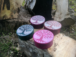 Tree of Life Handcarved Soapstone Box ~ Choice of 4 colours