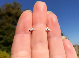 Tiny Whale Tail Stud Earrings