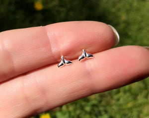 Tiny Whale Tail Stud Earrings
