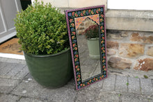 Mirror Hand Painted Black Floral Indian