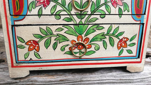 Handpainted Peacock Floral Indian Chest of Drawers