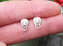 Lion Head Door Knocker Silver Stud Earrings
