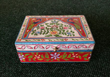 Bohemian Peacock Floral Hand Painted Lidded Box