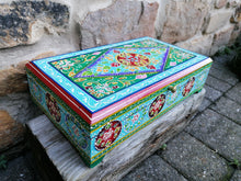 Hand Painted Turquoise Floral Hinged Box