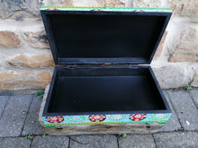 Hand Painted Turquoise Floral Hinged Box