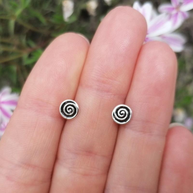 Spiral Sterling Silver Stud Earrings