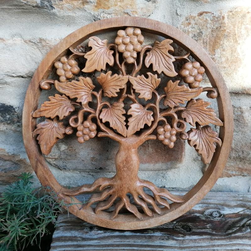 Tree outlets of Life Wood Carving Wall Plaque