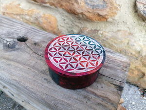 Flower of Life Carved Lidded Soapstone Box