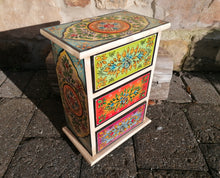 Indian Floral Hand Painted 3 Drawer Chest