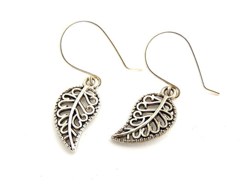 Leaf Tibetan Silver Earrings