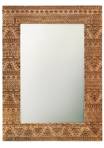 Mirror Hand Carved Aztec Style