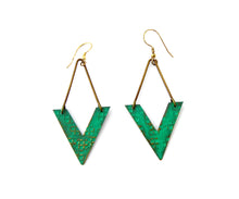 Turquoise Green V Shape Earrings