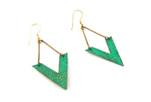 Turquoise Green V Shape Earrings