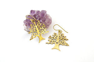 Brass Tree of Life Earrings