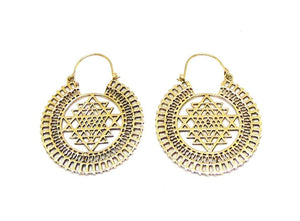 Sri Yantra Sacred Geometry Brass Earrings