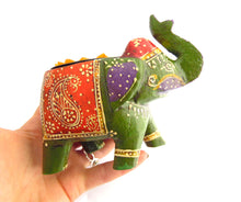 Green Elephant Wooden Tealight Holder