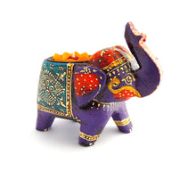 Purple Elephant Wooden Tealight Holder