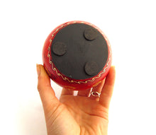 Hand Painted Wooden Tealight Holder, Red & Teal