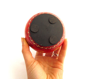 Hand Painted Wooden Tealight Holder, Red & Teal