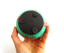 Wooden Hand Painted Tealight Holder, Turquoise Teal