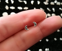 Tiny Moon Face Stud Earrings