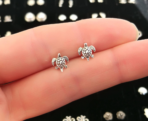 Sea Turtle Sterling Silver Stud Earrings