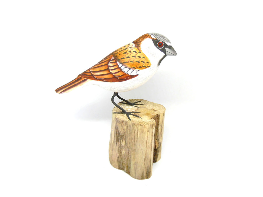 House Sparrow Hand Painted Wooden Ornament