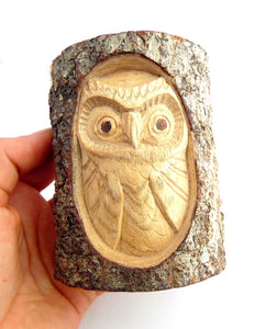 Small Wooden Owl in Tree
